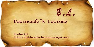 Babincsák Luciusz névjegykártya